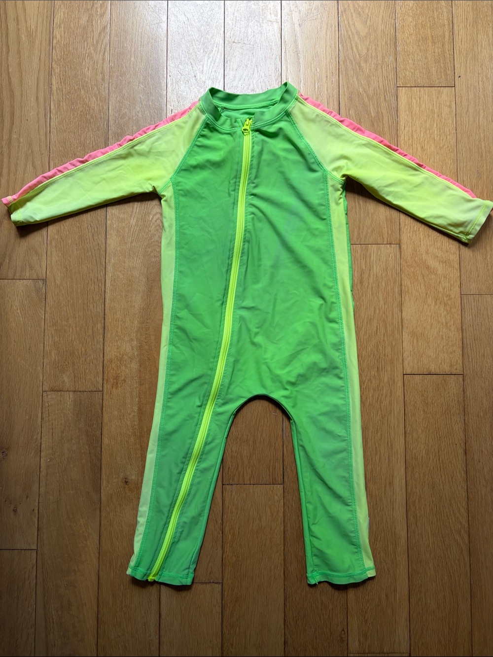SwimZip Kids Green Neon One-Piece Rash Guard Swimsuit